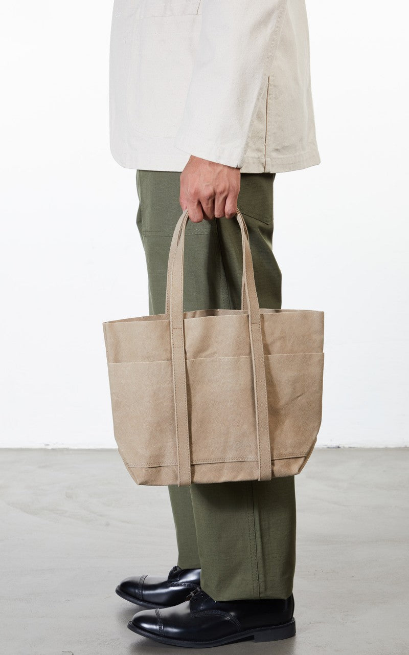 Amiacalva Washed A126 Canvas 6P Tote Bag S Beige