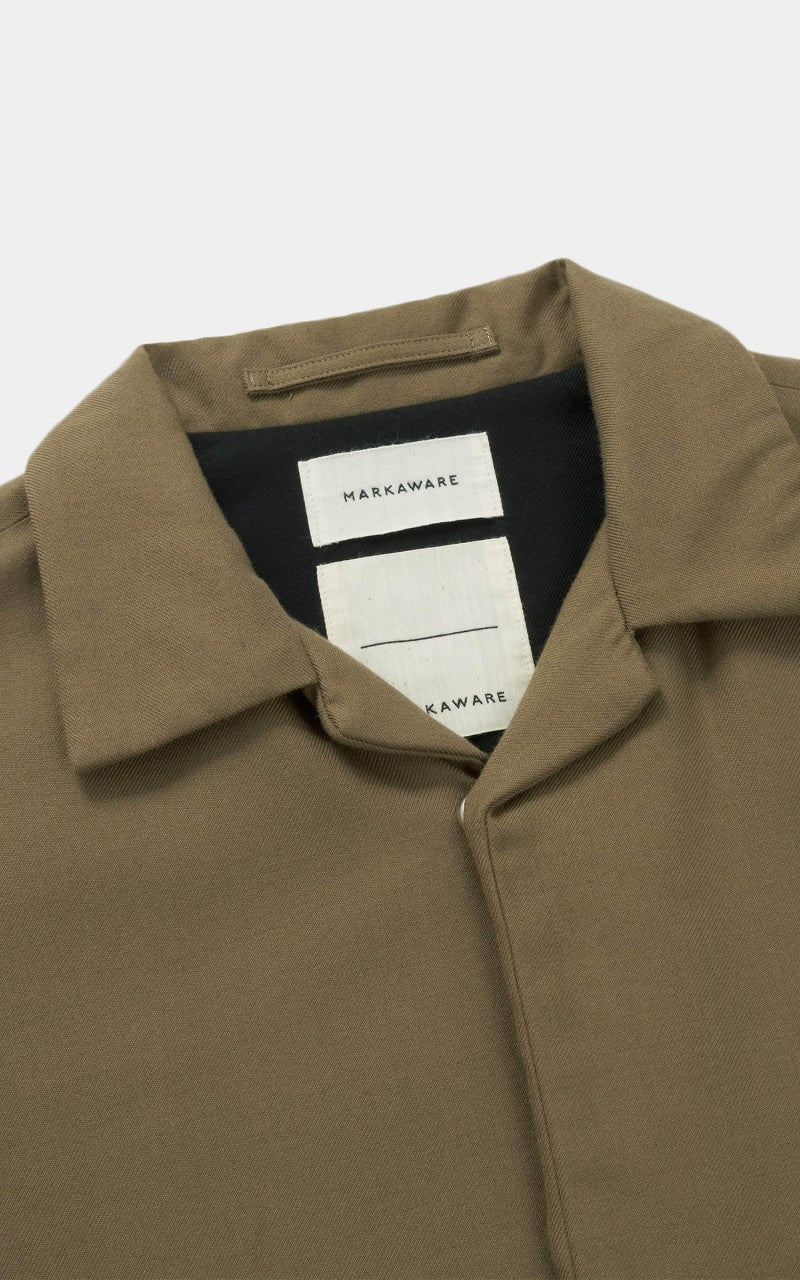 Markaware Organic Cotton Wool Twill Puffed Shirt Jacket Khaki