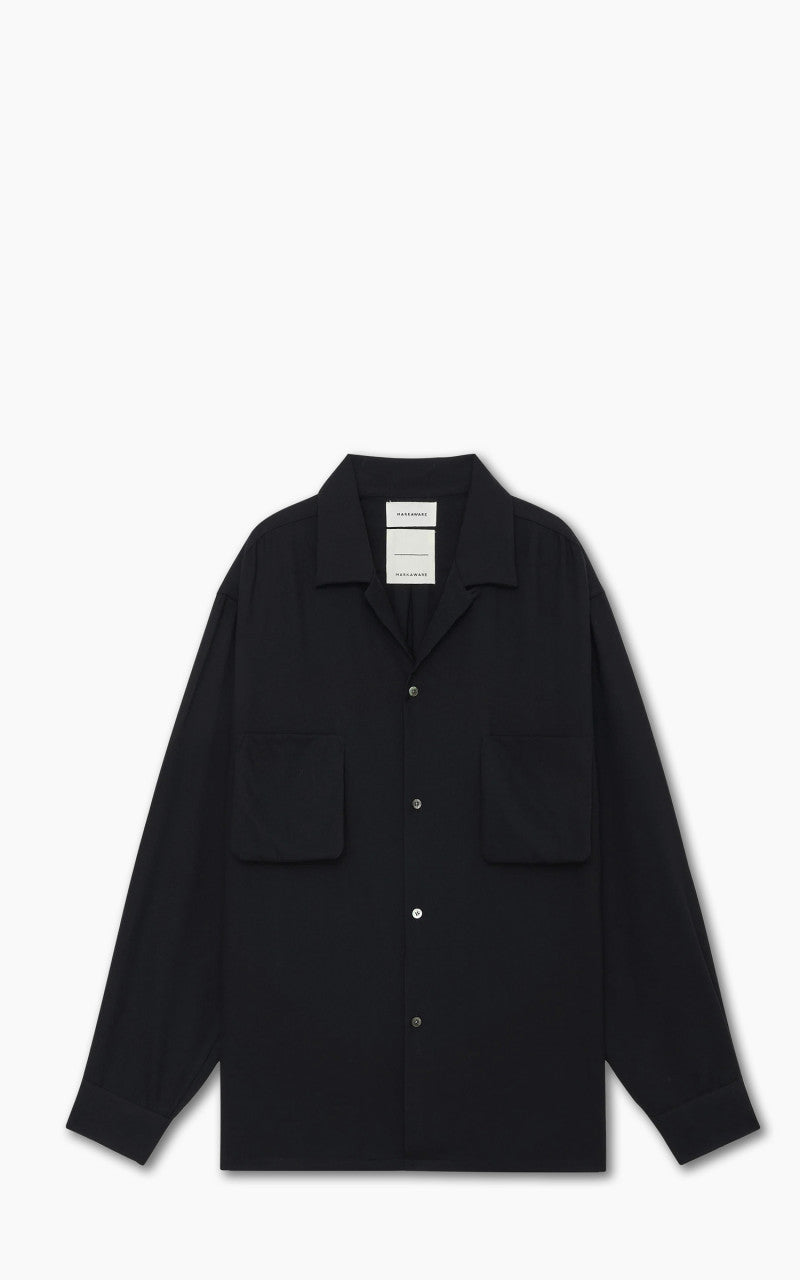 トップス MARKAWEAR OPEN COLLAR SHIRT Markaware Viyella Open Collar Shirt Black