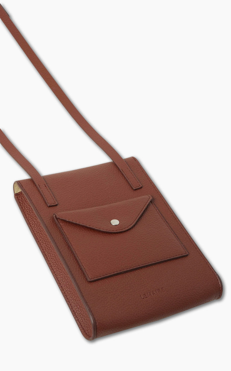 Lemaire Enveloppe With Strap Soft Grained Leather Brick Brown