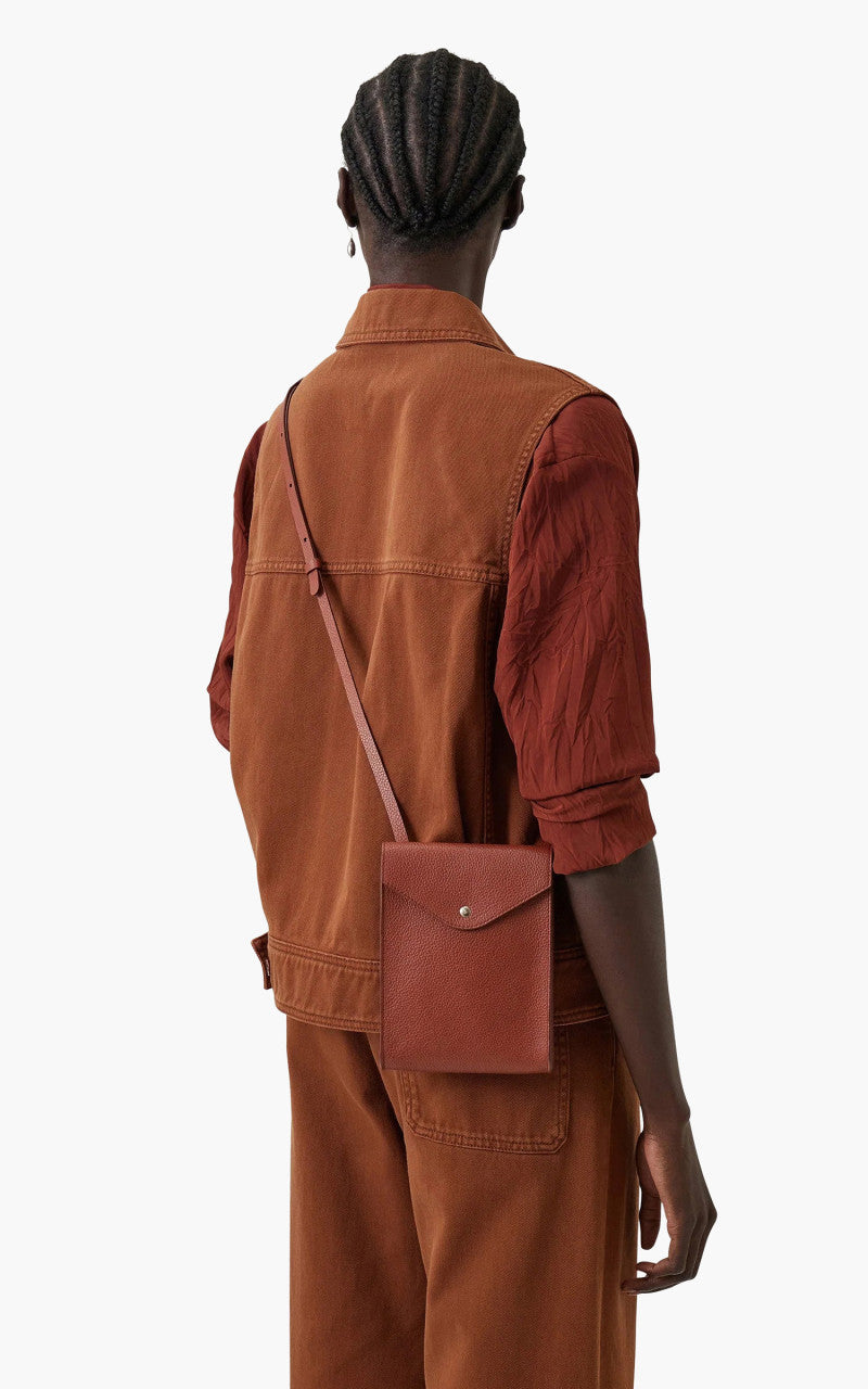 Lemaire Enveloppe With Strap Soft Grained Leather Brick Brown