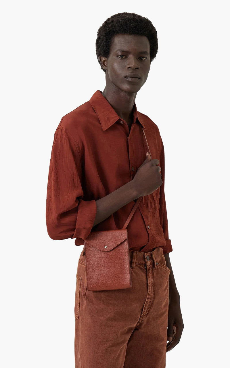 Lemaire Enveloppe With Strap Soft Grained Leather Brick Brown