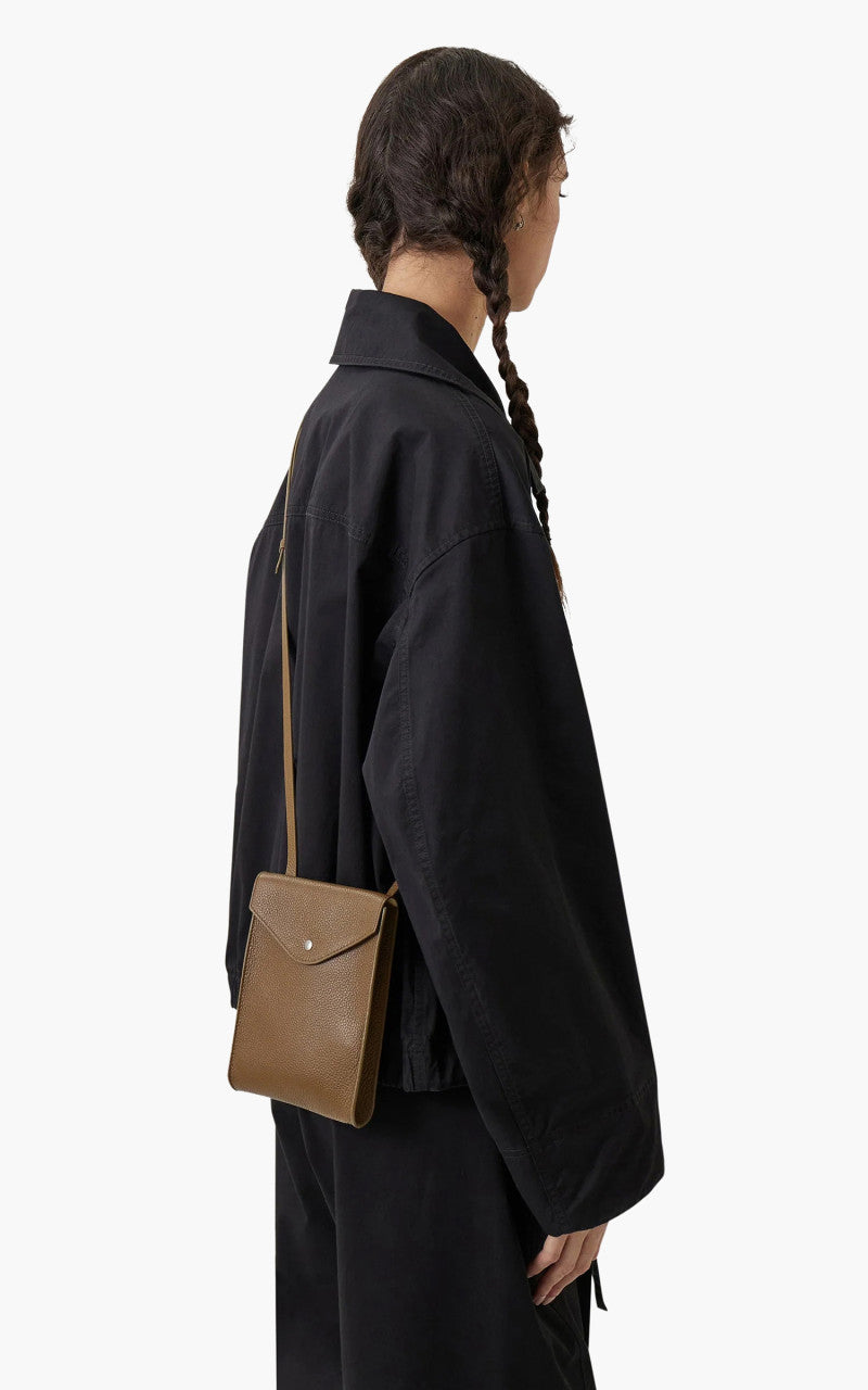 Lemaire Enveloppe With Strap Soft Grained Leather Olive Brown