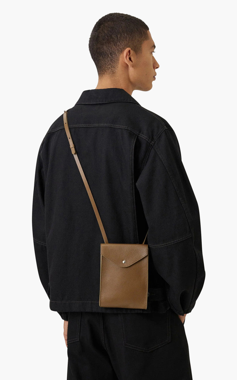Lemaire Enveloppe With Strap Soft Grained Leather Olive Brown