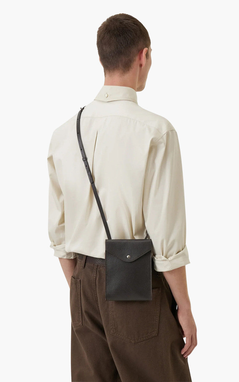 Lemaire Enveloppe With Strap Soft Grained Leather Dark Chocolate