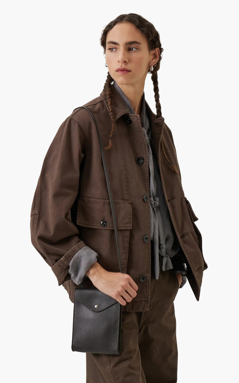 Lemaire Enveloppe With Strap Soft Grained Leather Dark Chocolate