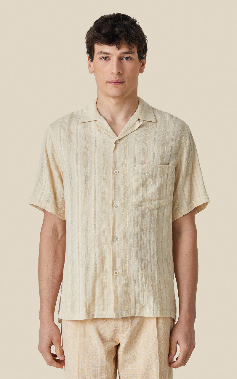 Portuguese Flannel Almada Camp Collar Shirt Ecru