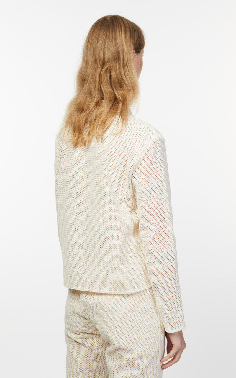 Amomento Cotton Crochet Long Sleeve Shirt Ecru