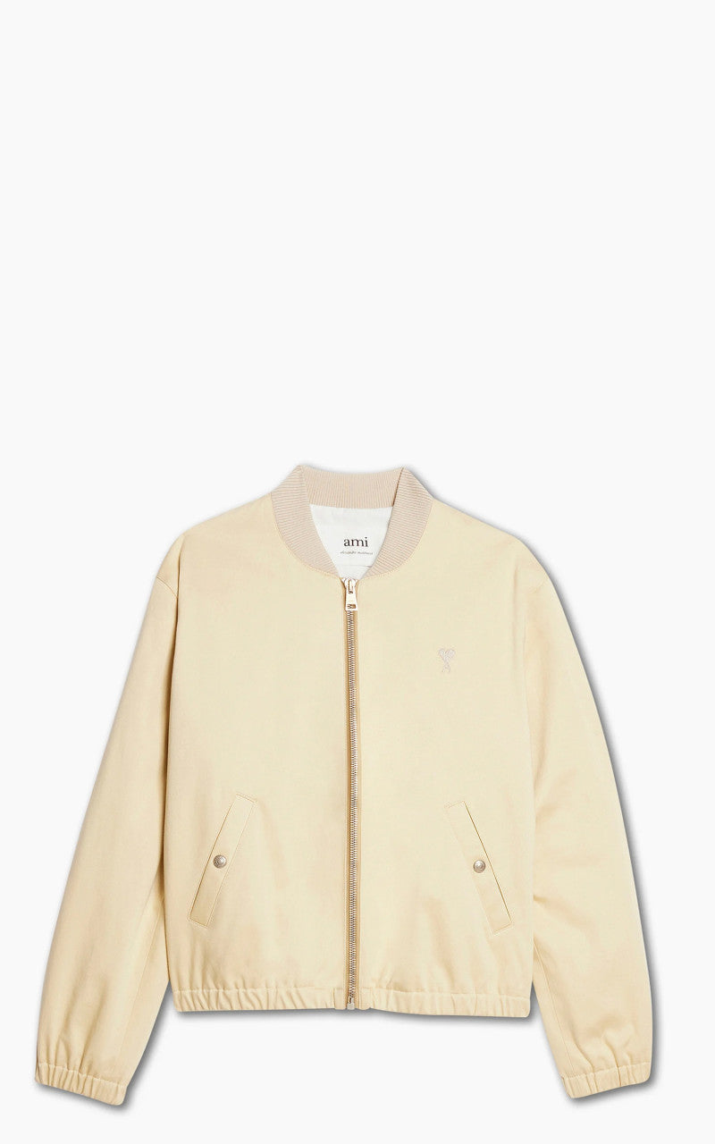 AMI Paris Zipped Bomber Jacket Vanilla