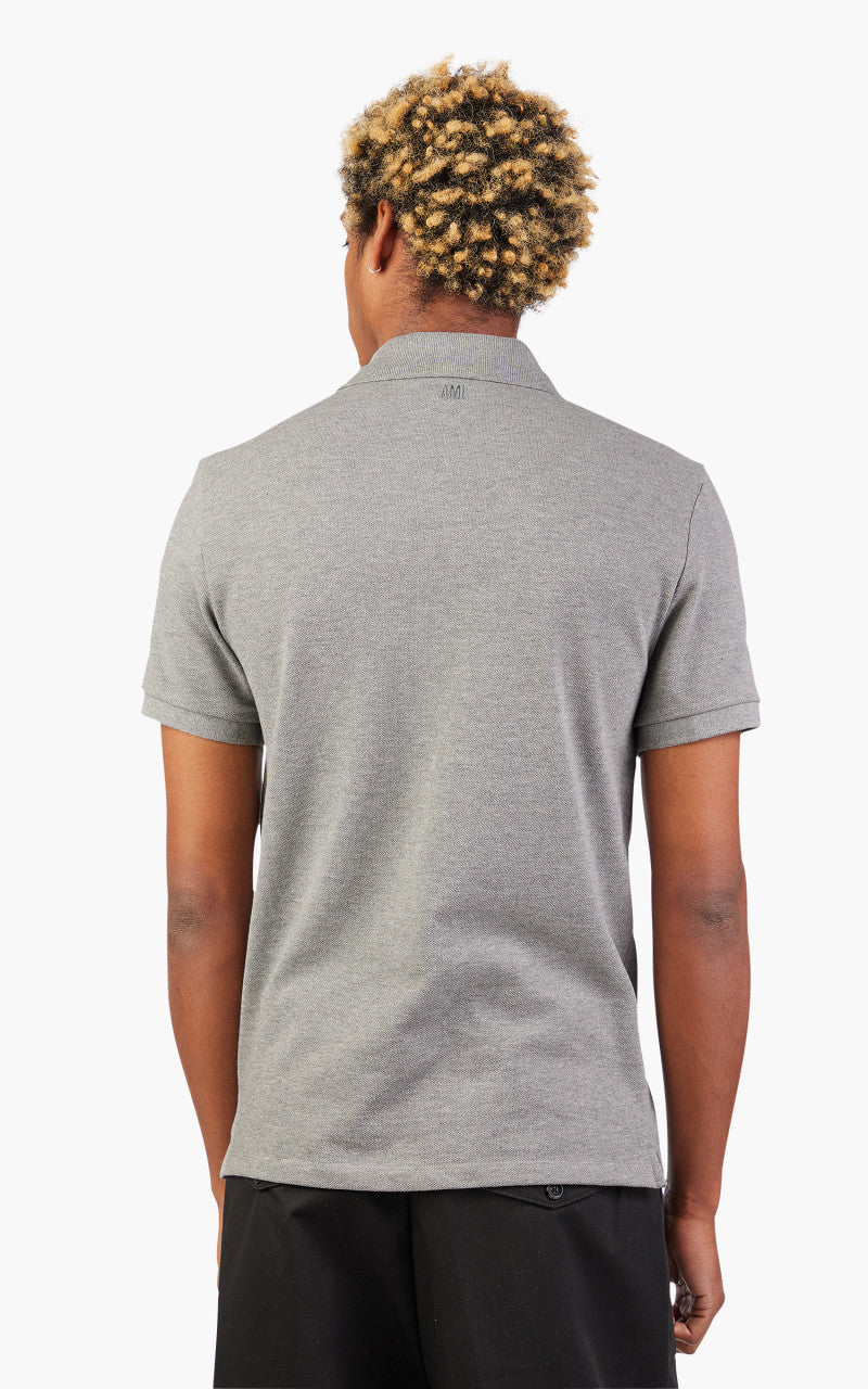 AMI Paris Ami De Coeur Polo Shirt Heather Grey