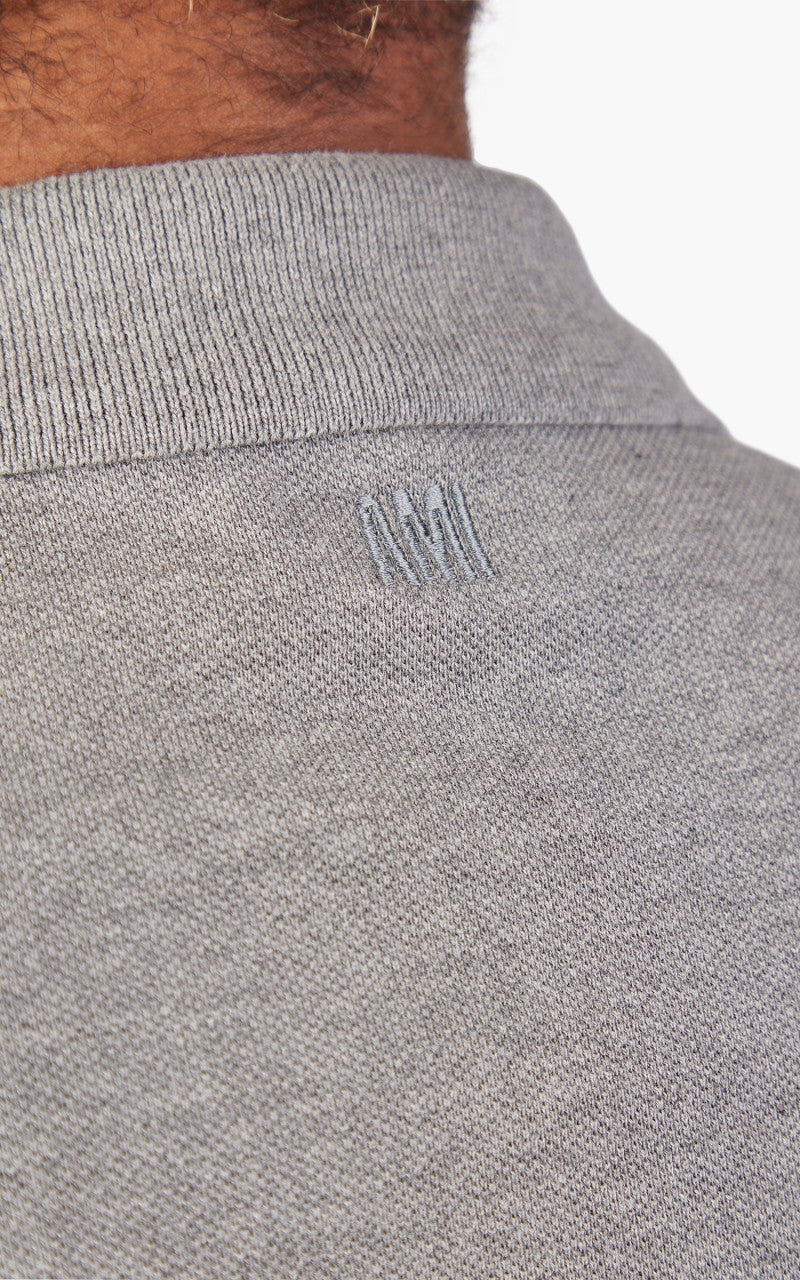 AMI Paris Ami De Coeur Polo Shirt Heather Grey