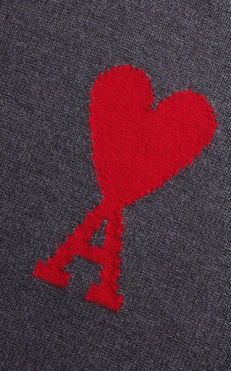 AMI Paris ADC Crewneck Sweater Knit Wool Grey/Red