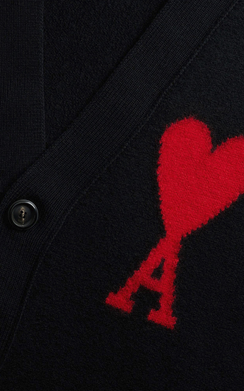 AMI Paris Ami De Coeur Cardigan Black/Red