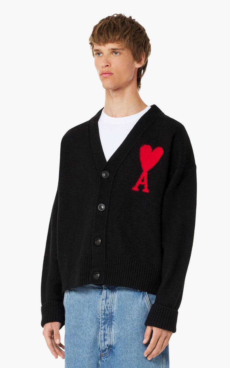 AMI Paris Ami De Coeur Cardigan Black/Red