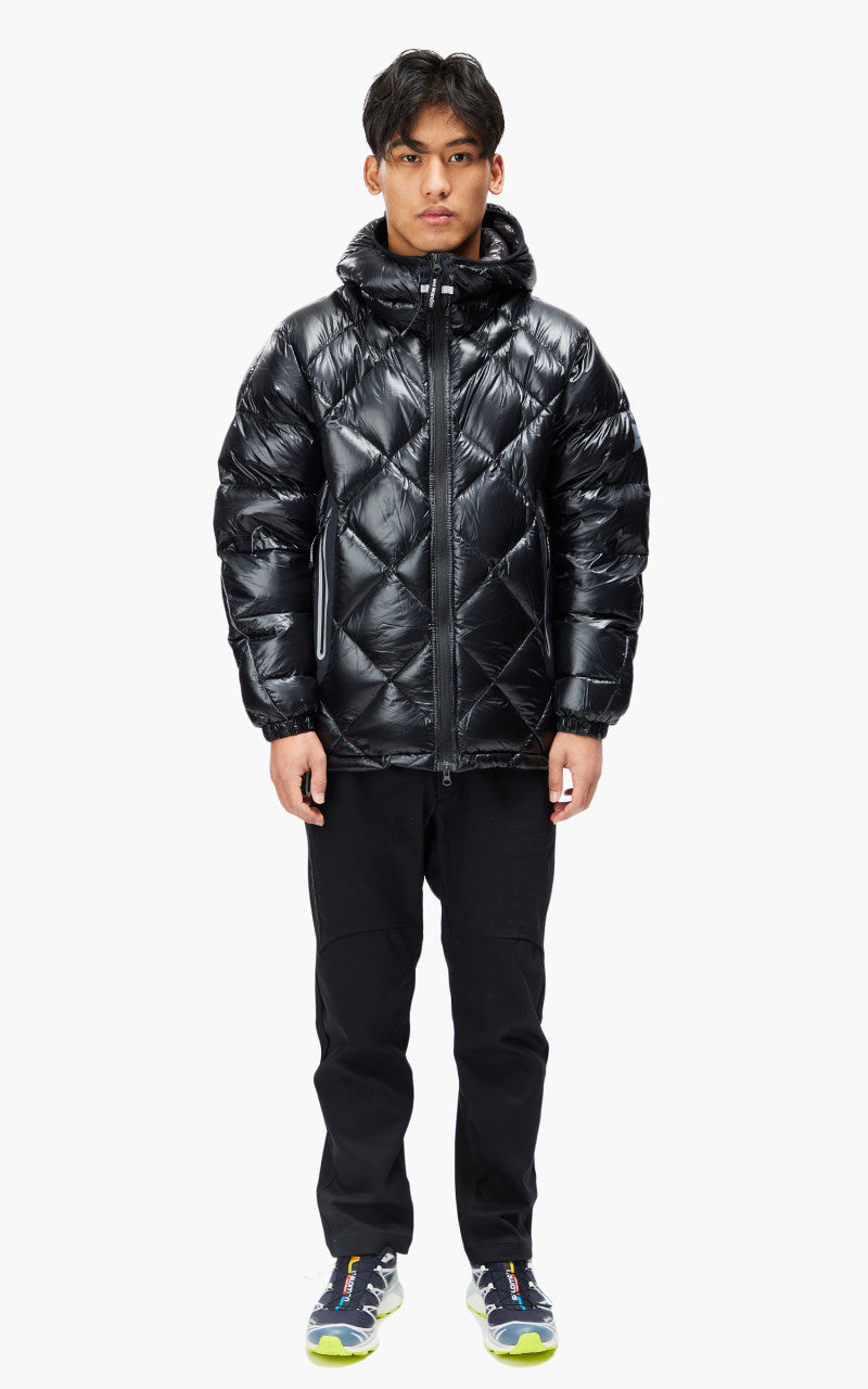 and wander Diamond Stitch Down Hoodie Black