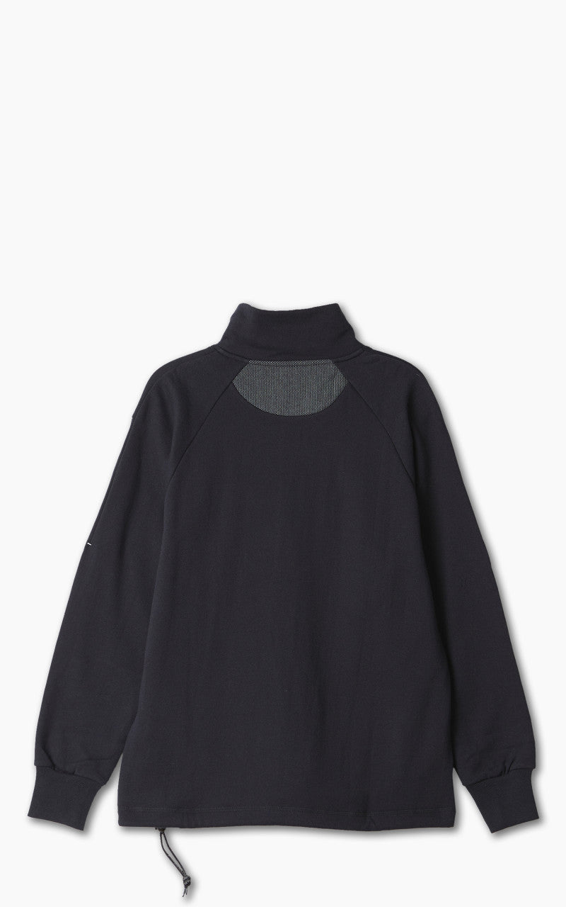 and wander Cotton Wool Half Zip Sweat Black