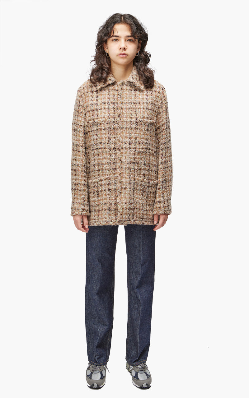 Auralee W Homespun Tweed Blouson Beige Tweed