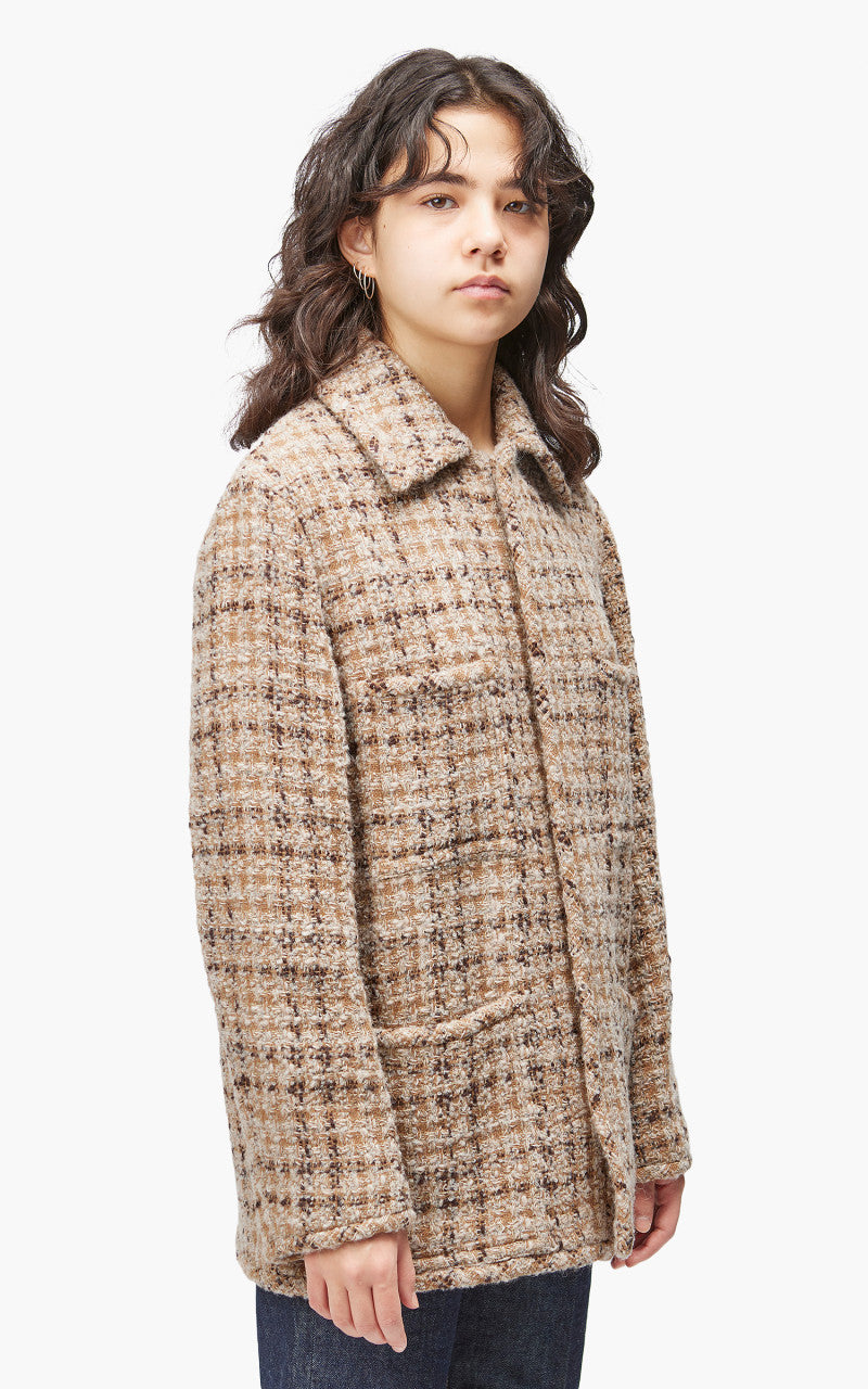 Auralee W Homespun Tweed Blouson Beige Tweed