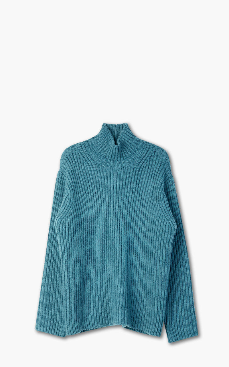 即完品＜AURALEE＞WOOL BABY CAMEL KNIT オーラリー Auralee Wool Baby Camel Brushed Yarn Knit Turtle Blue