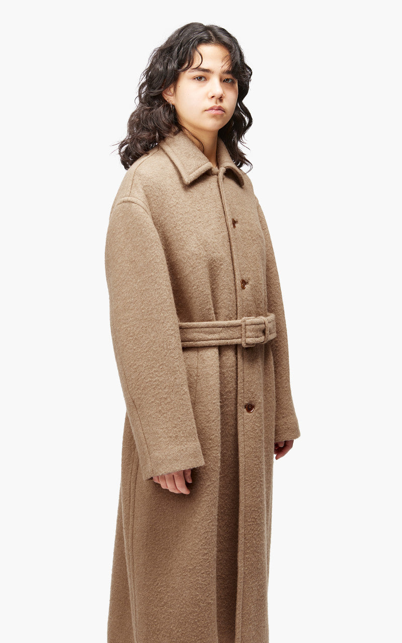 Auralee W Brushed Baby Camel Melton Coat Camel