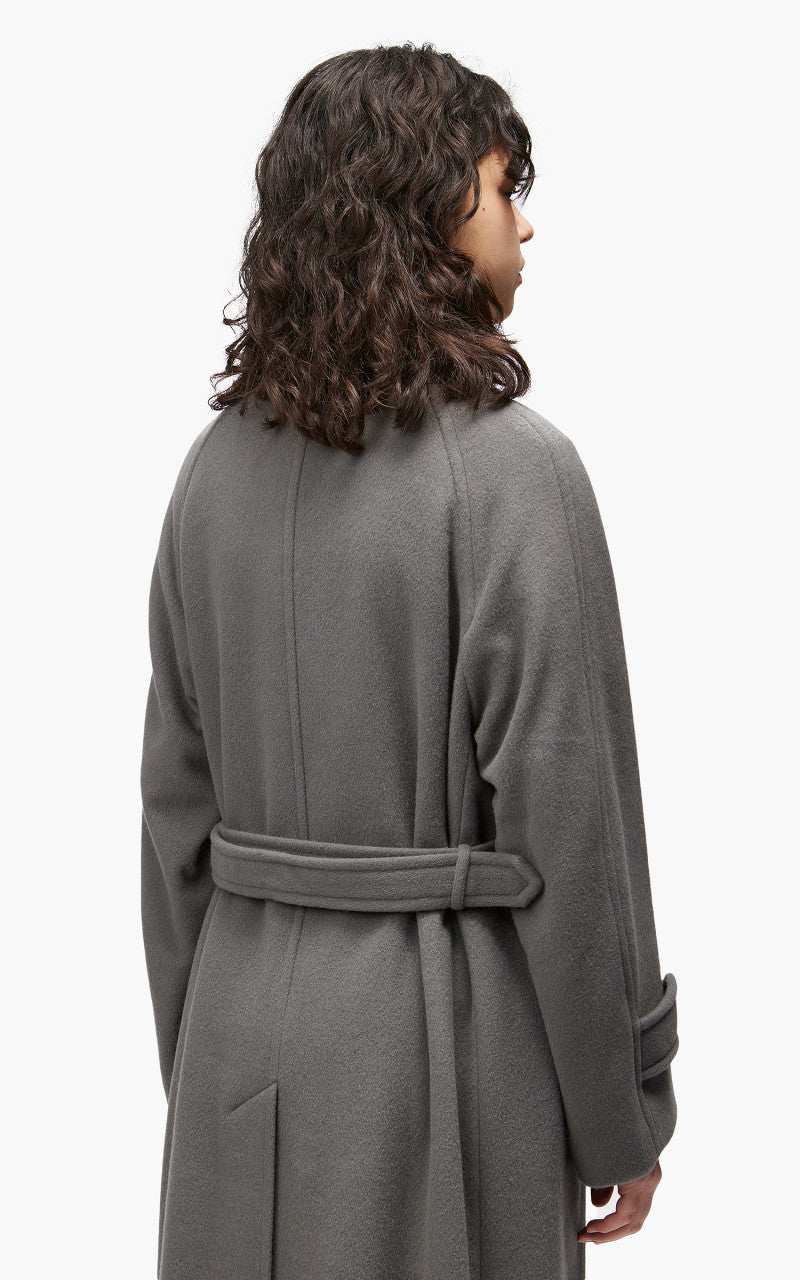 Auralee W Cashmere Wool Mosser Soutien Collar Coat Grey