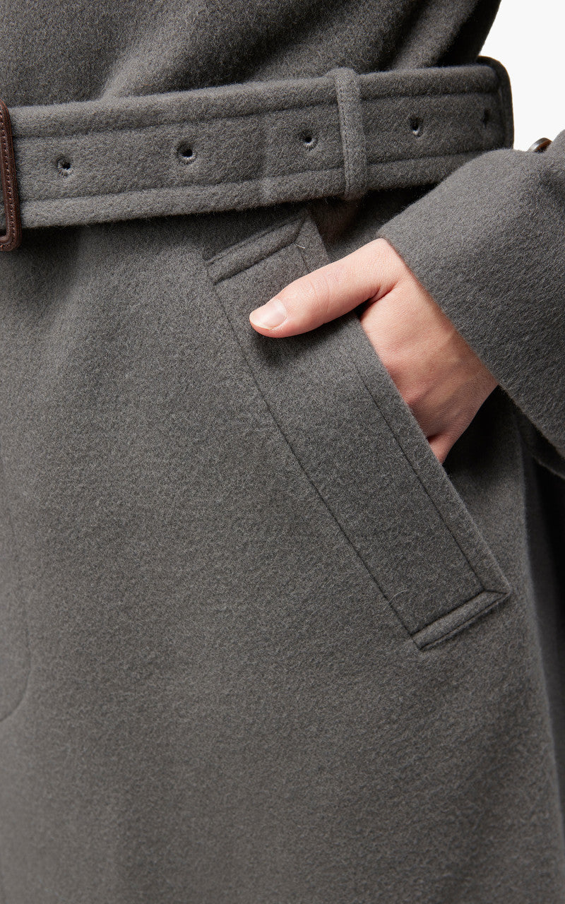 Auralee W Cashmere Wool Mosser Soutien Collar Coat Grey