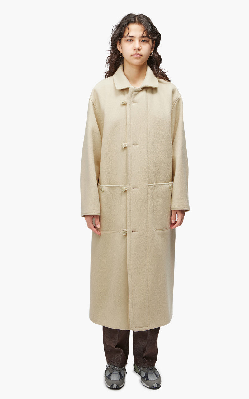 Auralee W Double Cloth Super Fine Melton Coat Light Beige
