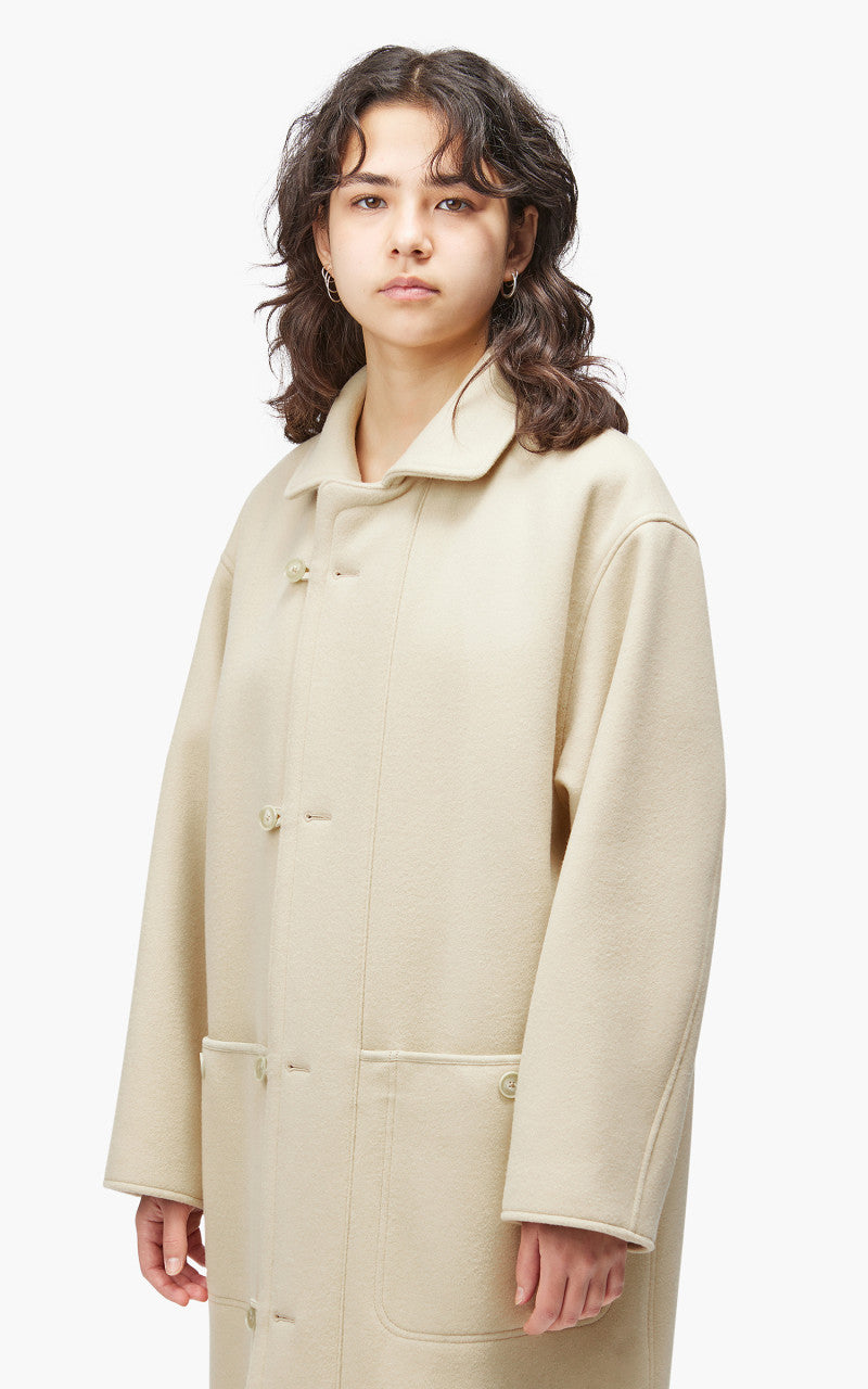 Auralee W Double Cloth Super Fine Melton Coat Light Beige