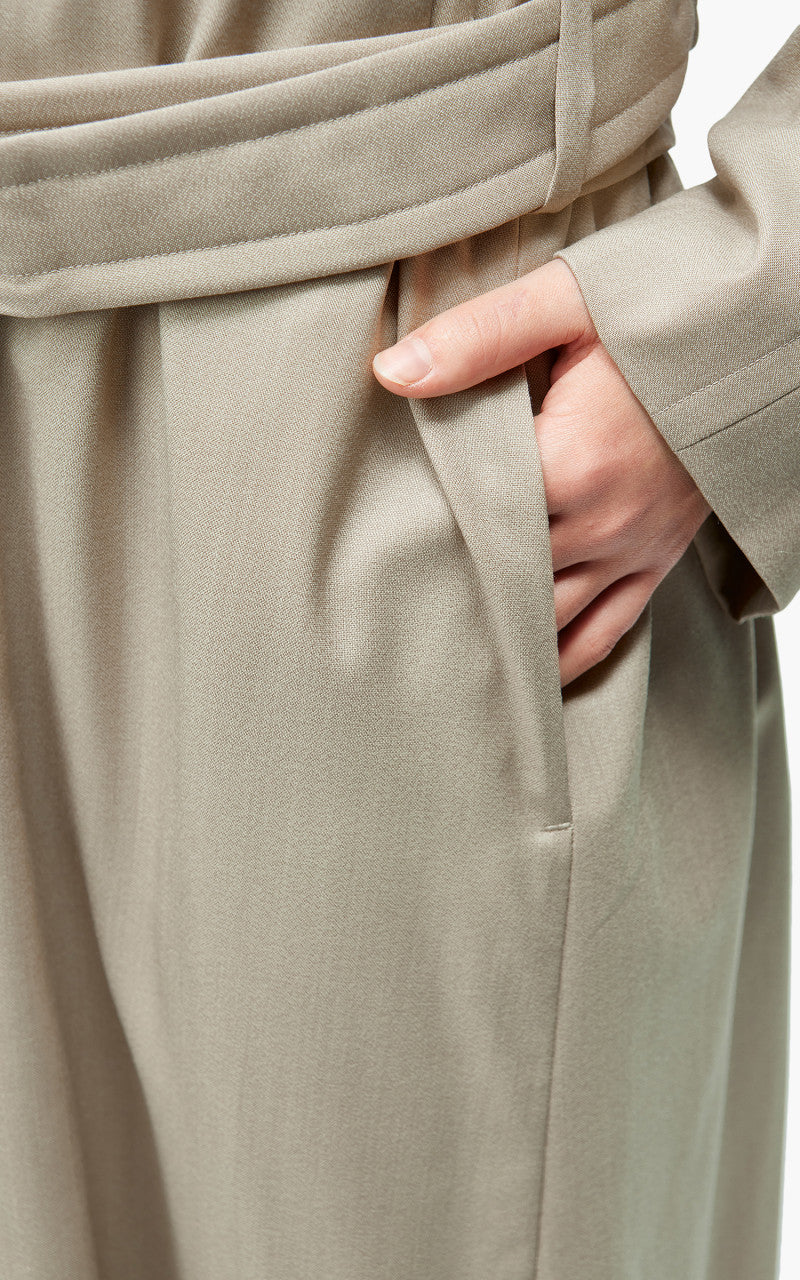 Auralee W Super Fine Tropical Wool Chesterfield Padded Coat Top Ivory Beige