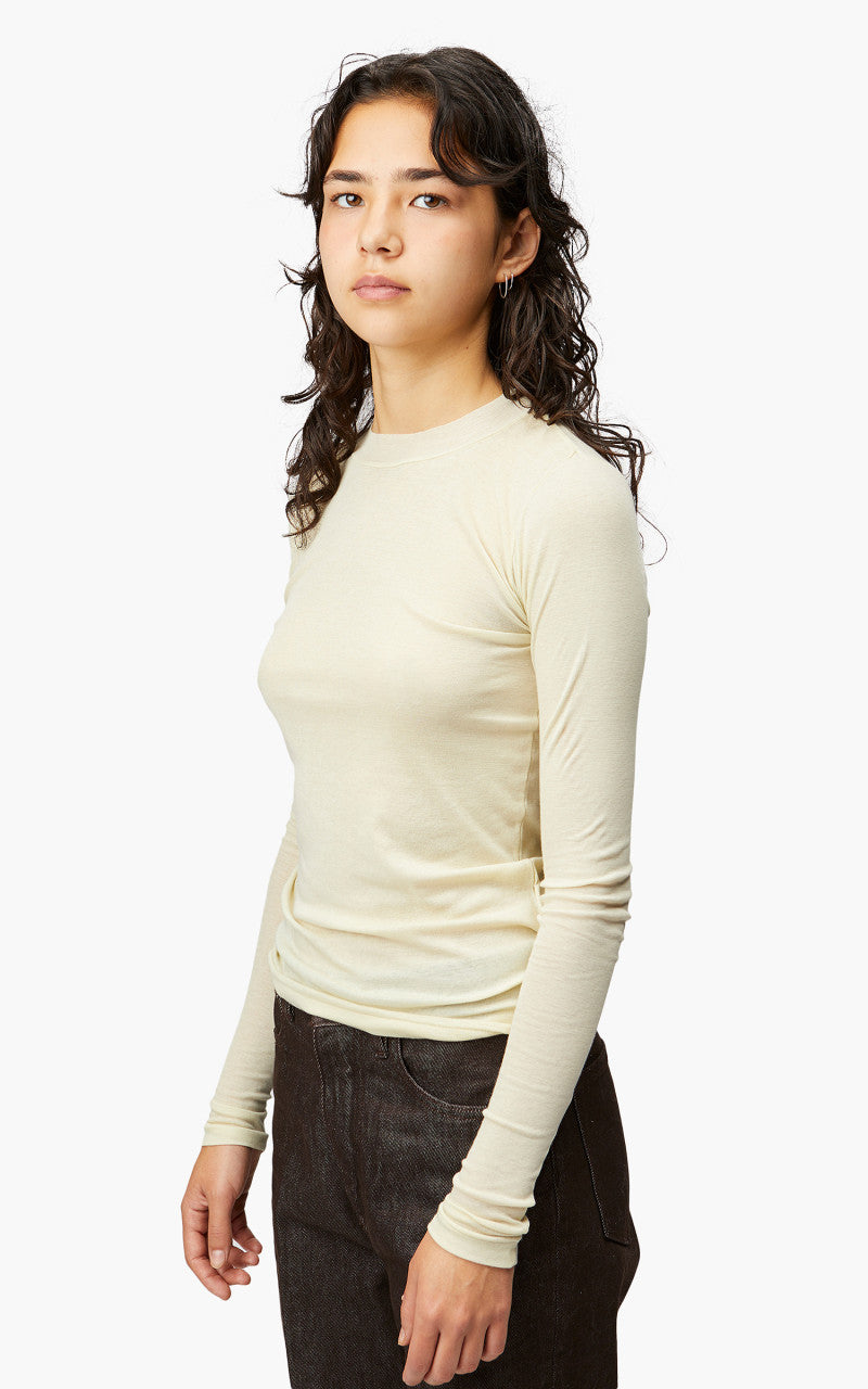Auralee W High Gauge Sheer Rib L/S Tee Light Lime