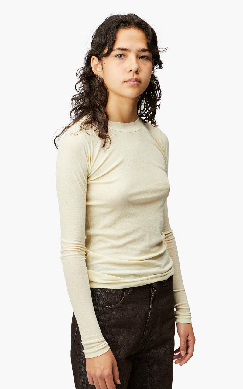 Auralee W High Gauge Sheer Rib L/S Tee Light Lime