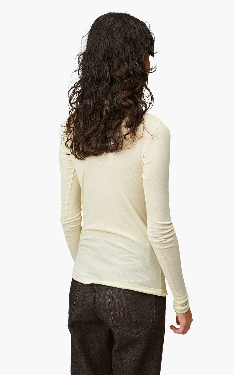 Auralee W High Gauge Sheer Rib L/S Tee Light Lime