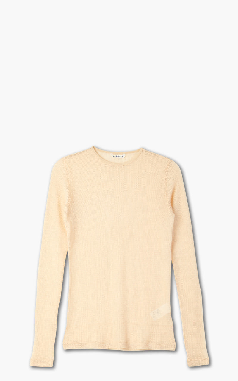 Auralee W Wool Rashel Mesh L/S Tee Light Beige