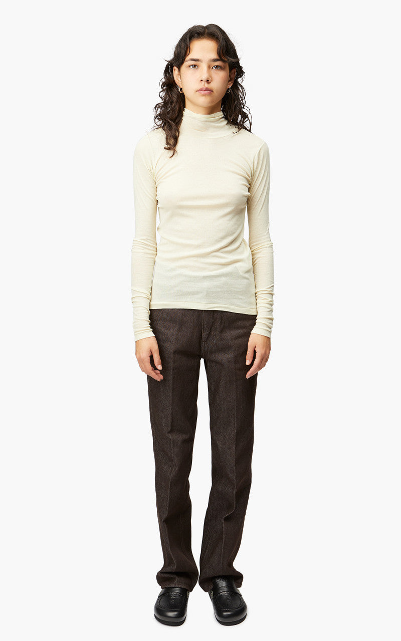 AURALEE　HIGHGAUGE SHEER TURTLE L/S Auralee W High Gauge Sheer Rib Turtle Neck L/S Tee Light Lime