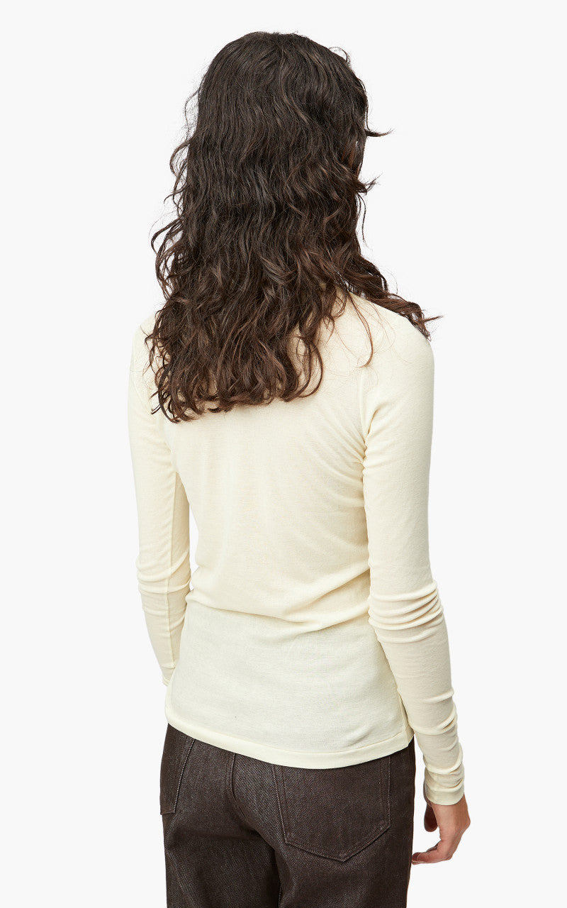 Auralee W High Gauge Sheer Rib Turtle Neck L/S Tee Light Lime