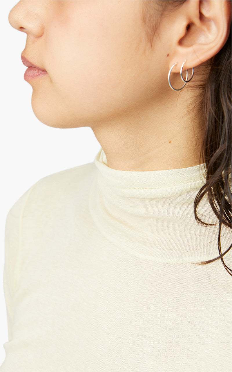 Auralee W High Gauge Sheer Rib Turtle Neck L/S Tee Light Lime