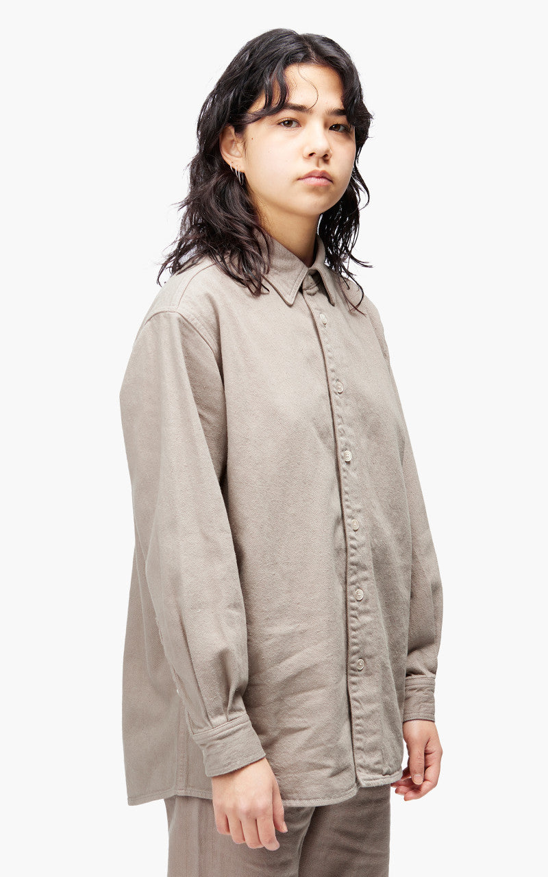 Auralee W Botanical Dyed Selvedge Denim Shirt Blouson Natural Brown