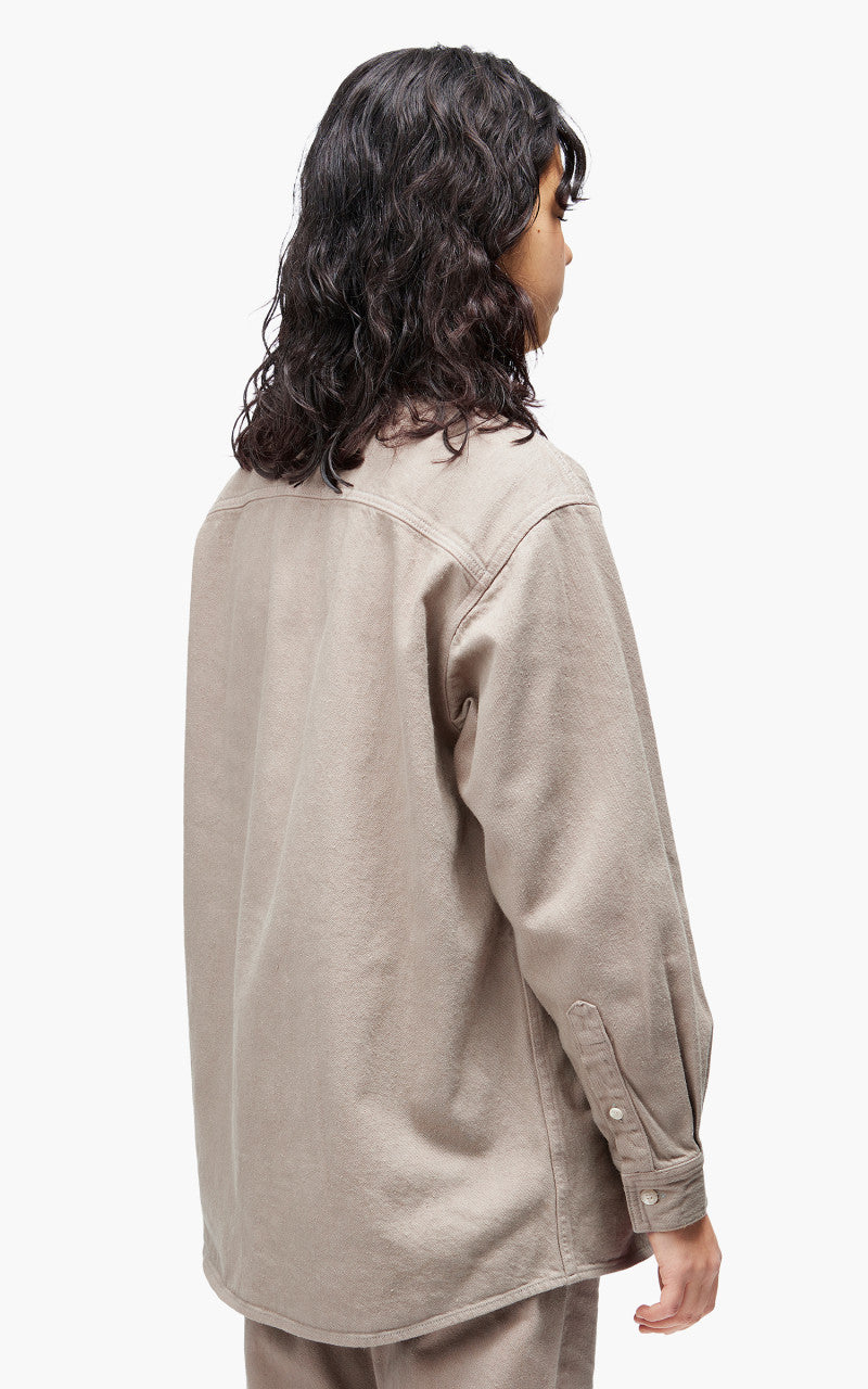 Auralee W Botanical Dyed Selvedge Denim Shirt Blouson Natural Brown