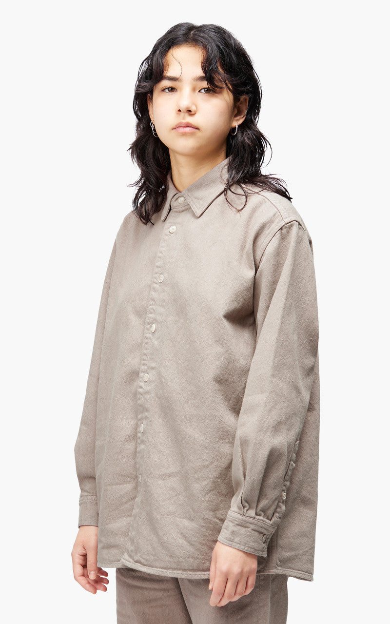 Auralee W Botanical Dyed Selvedge Denim Shirt Blouson Natural Brown