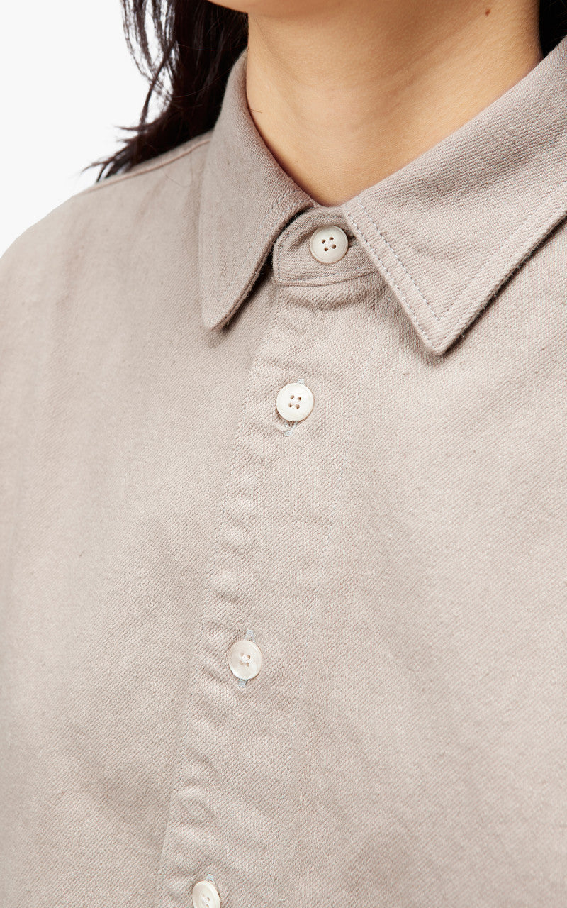 Auralee W Botanical Dyed Selvedge Denim Shirt Blouson Natural Brown