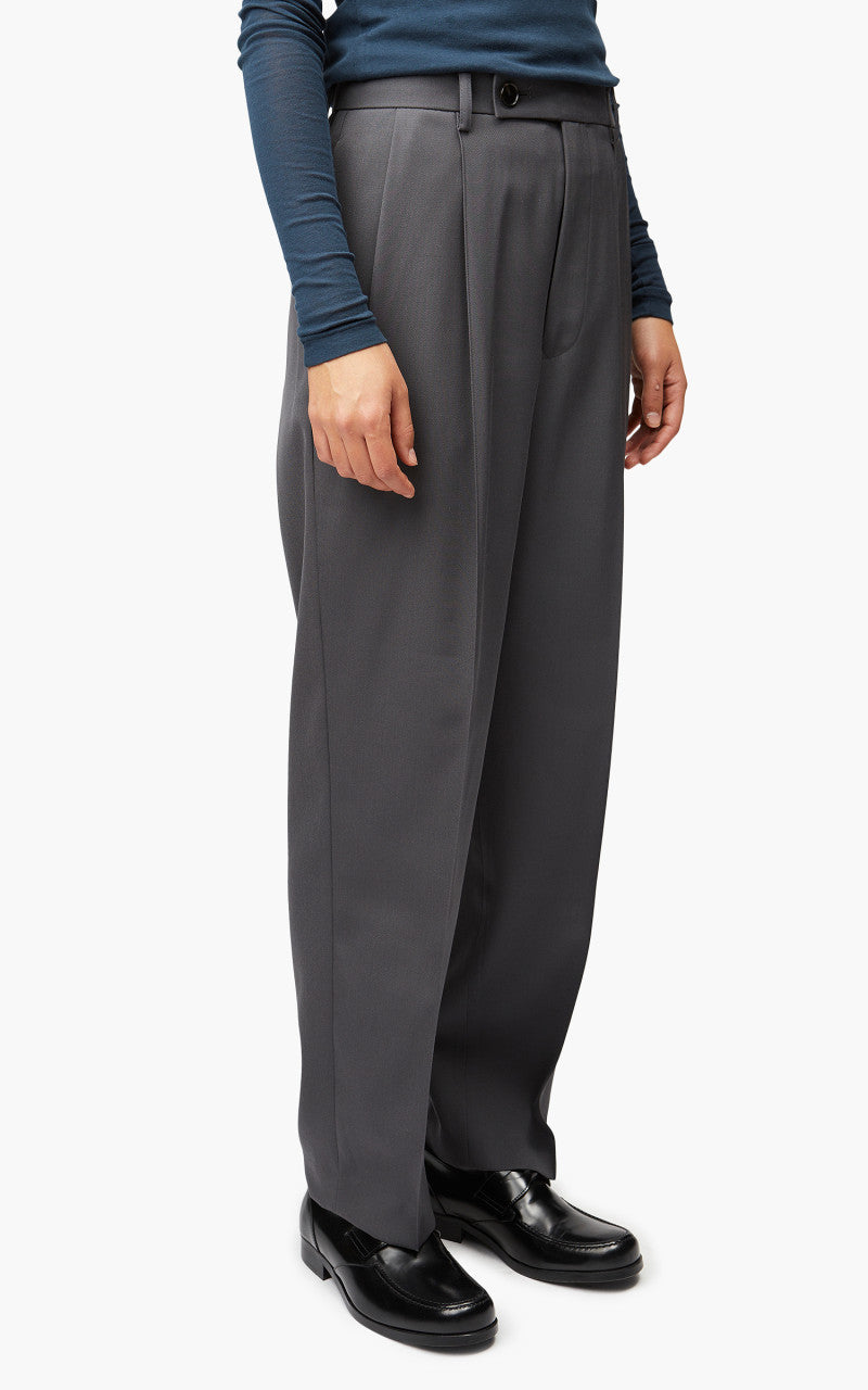 Auralee W Light Wool Max Gabardine Slacks Charcoal Grey