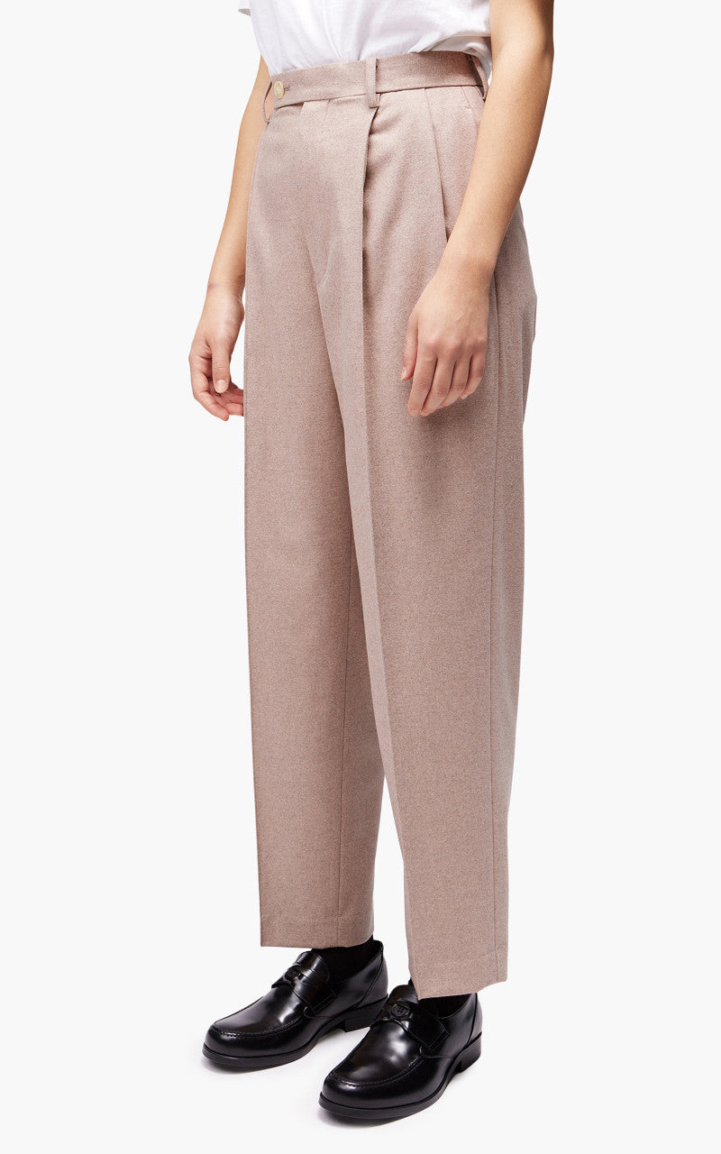 Auralee W Wool Fulling Flannel Slacks Top Light Pink