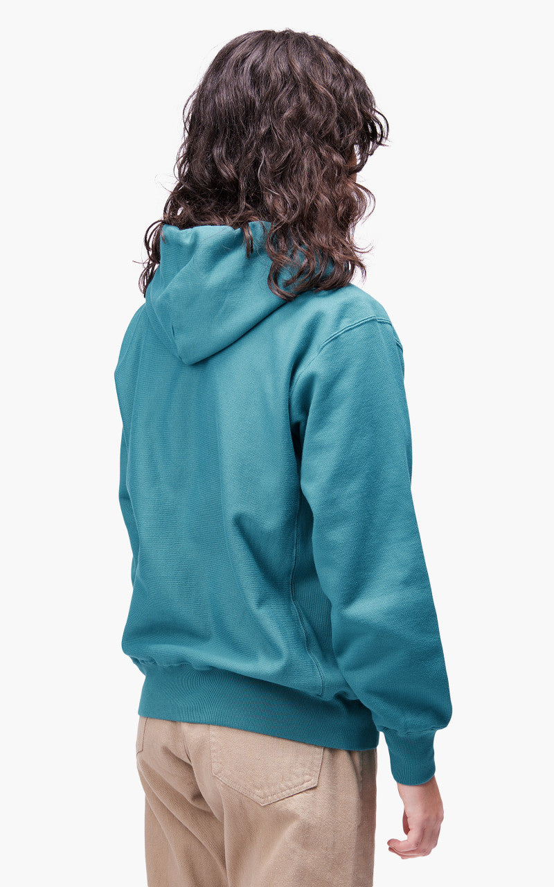 Auralee W High Count Heavy Sweat P/O Parka Teal Green