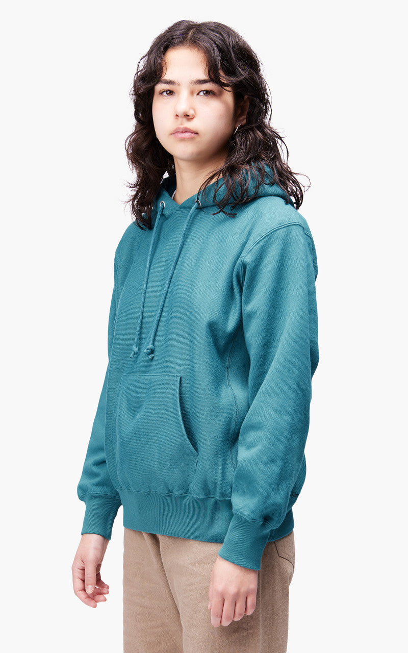 Auralee W High Count Heavy Sweat P/O Parka Teal Green
