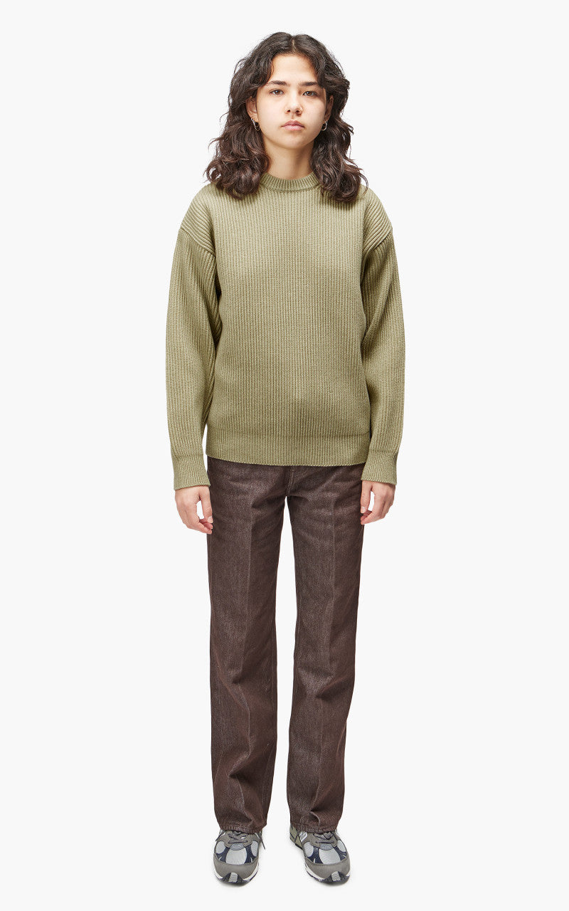 Auralee W Super Fine Wool Rib Knit Big P/O Top Yellow