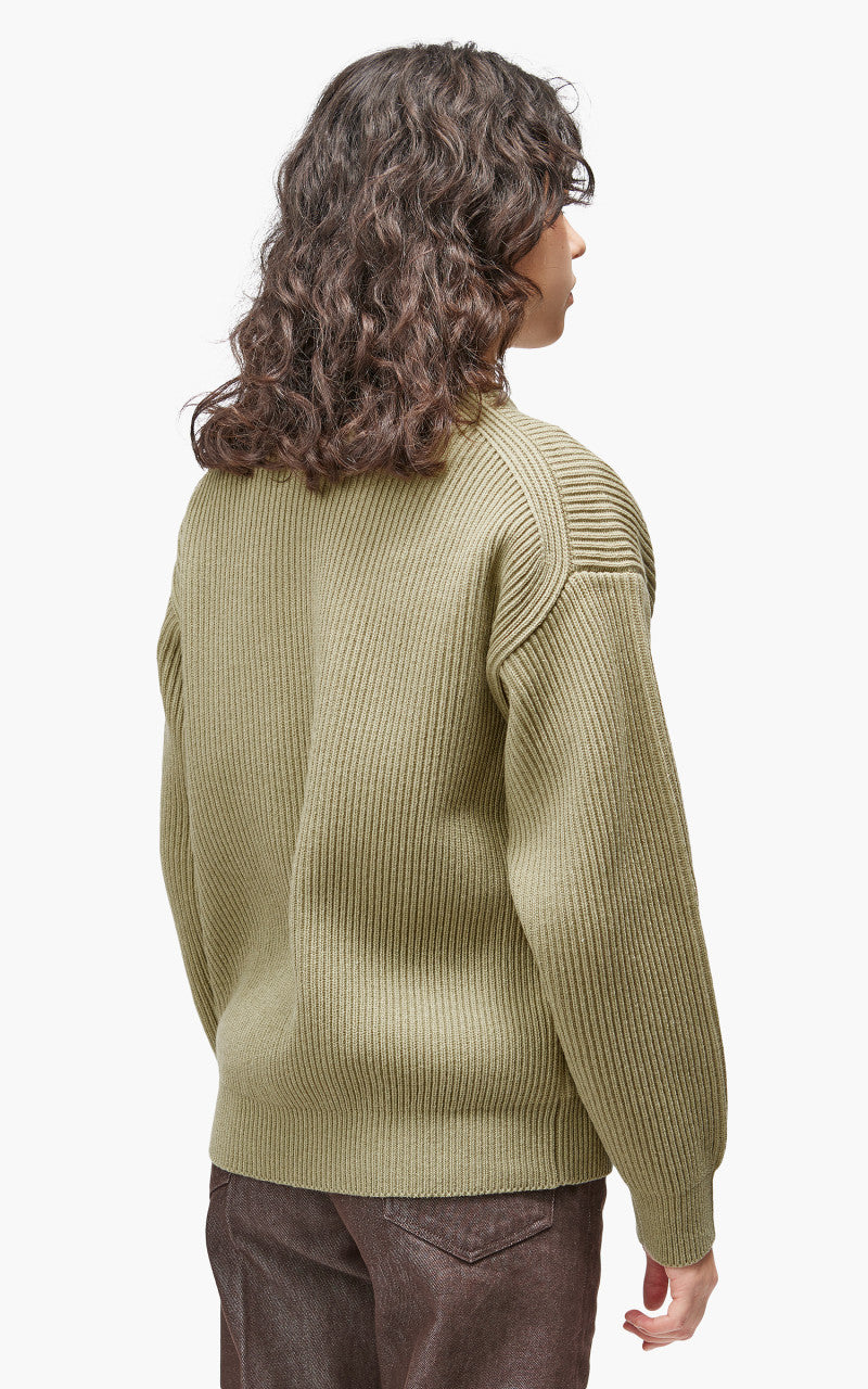 Auralee W Super Fine Wool Rib Knit Big P/O Top Yellow