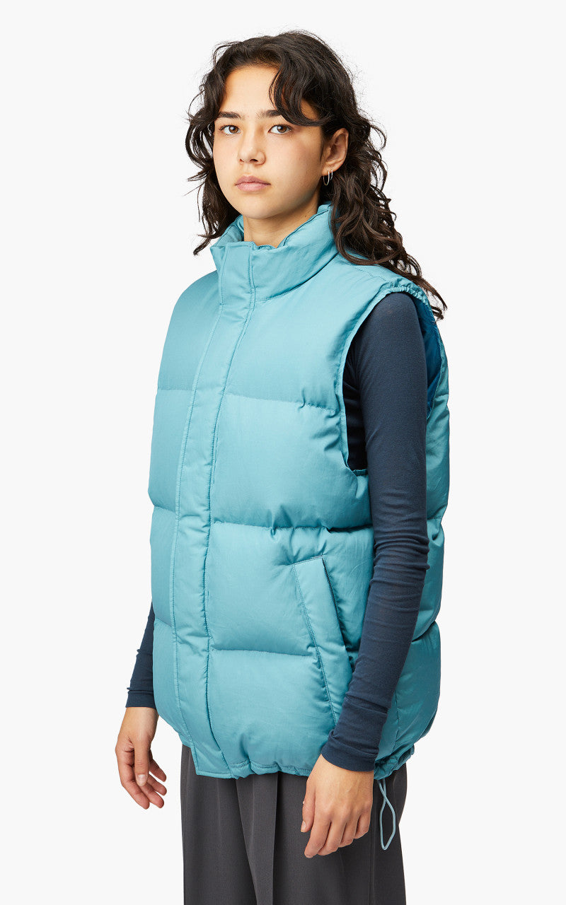 Auralee W Suvin High Count Cloth Down Vest Cerulean Blue