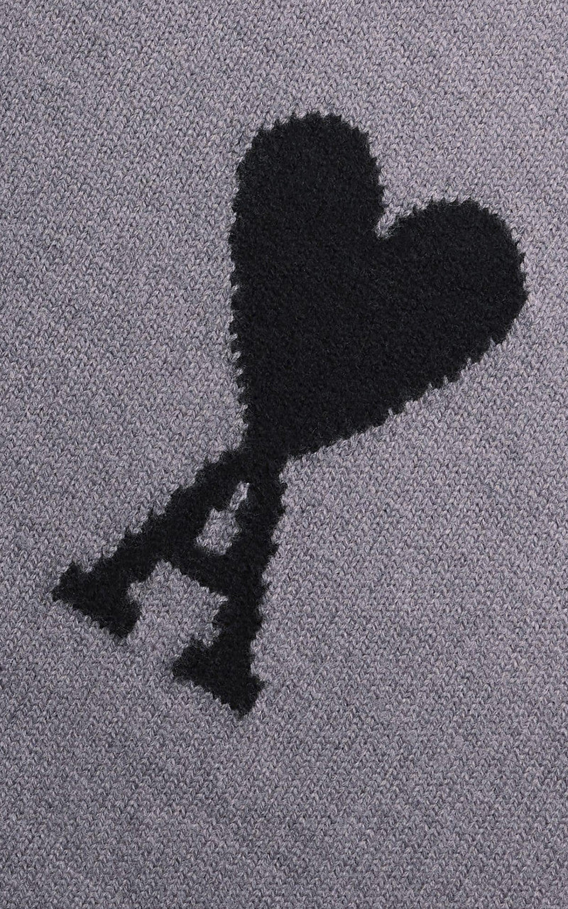 AMI Paris ADC Funnel Neck Sweater Knit Wool Grey/Black