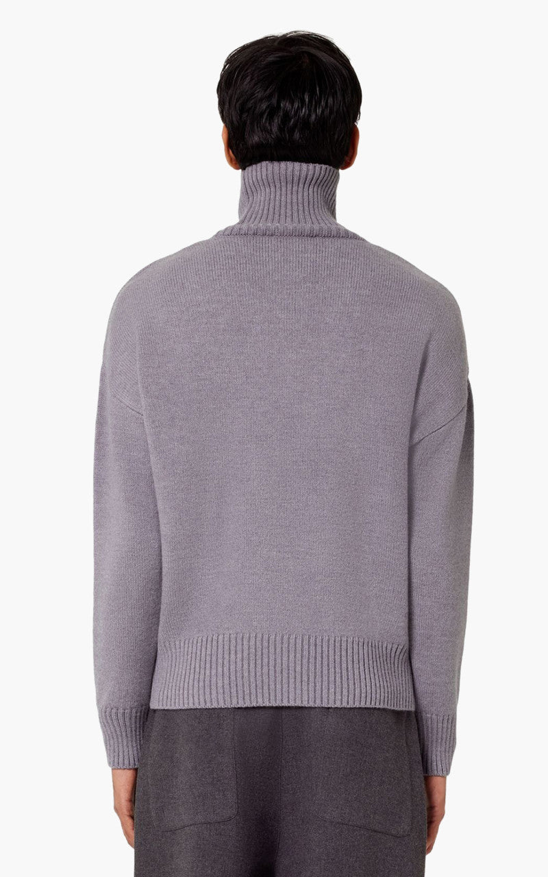 AMI Paris ADC Funnel Neck Sweater Knit Wool Grey/Black