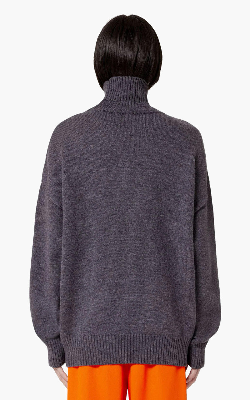 AMI Paris ADC Funnel Neck Sweater Knit Wool Grey/Red